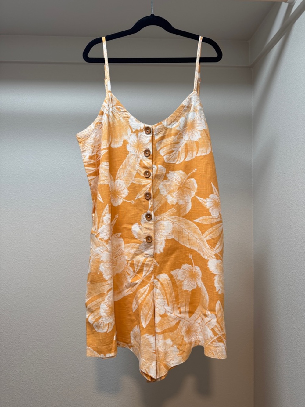 Roxy Tropical Floral Button-Front Romper